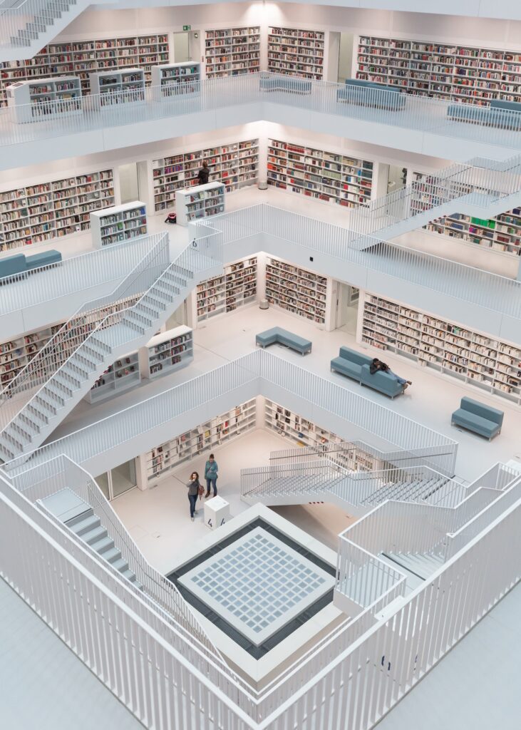 Inside the municipal library in Stuttgart