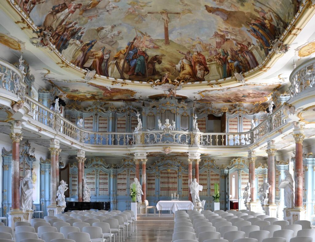 The library at Schussenried Monastery is one of the most beautiful libraries in Germany.