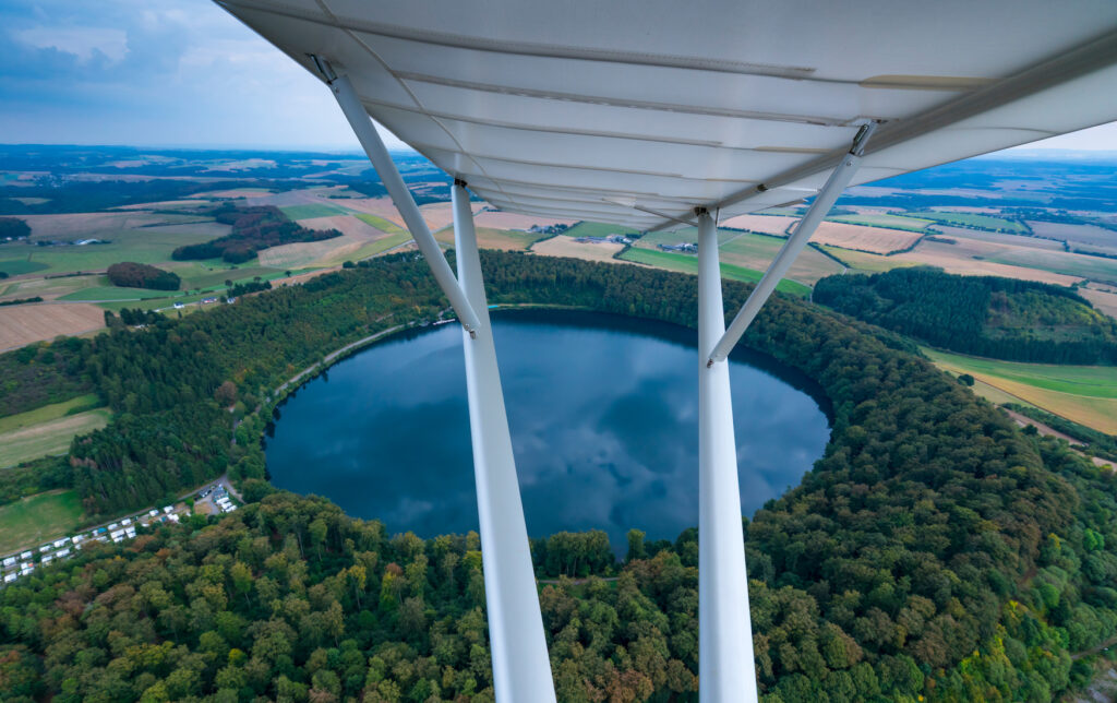 Maar in the Vulkaneifel photographed from a helicopter