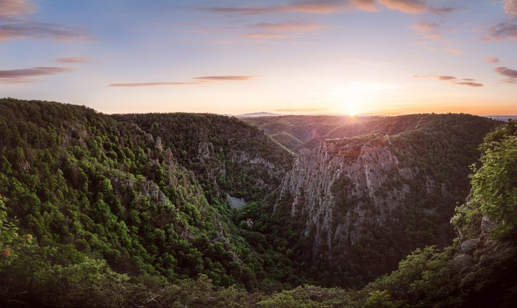 View of the Hexentanzplatz near Thale in the Harz Mountains